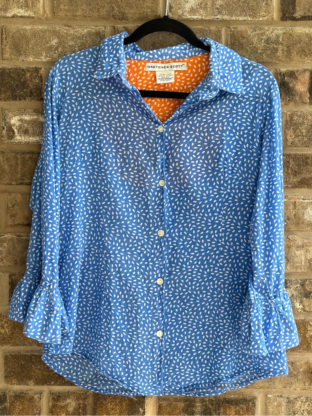 Gretchen Scott Button Down Shirt Blue & White Medium